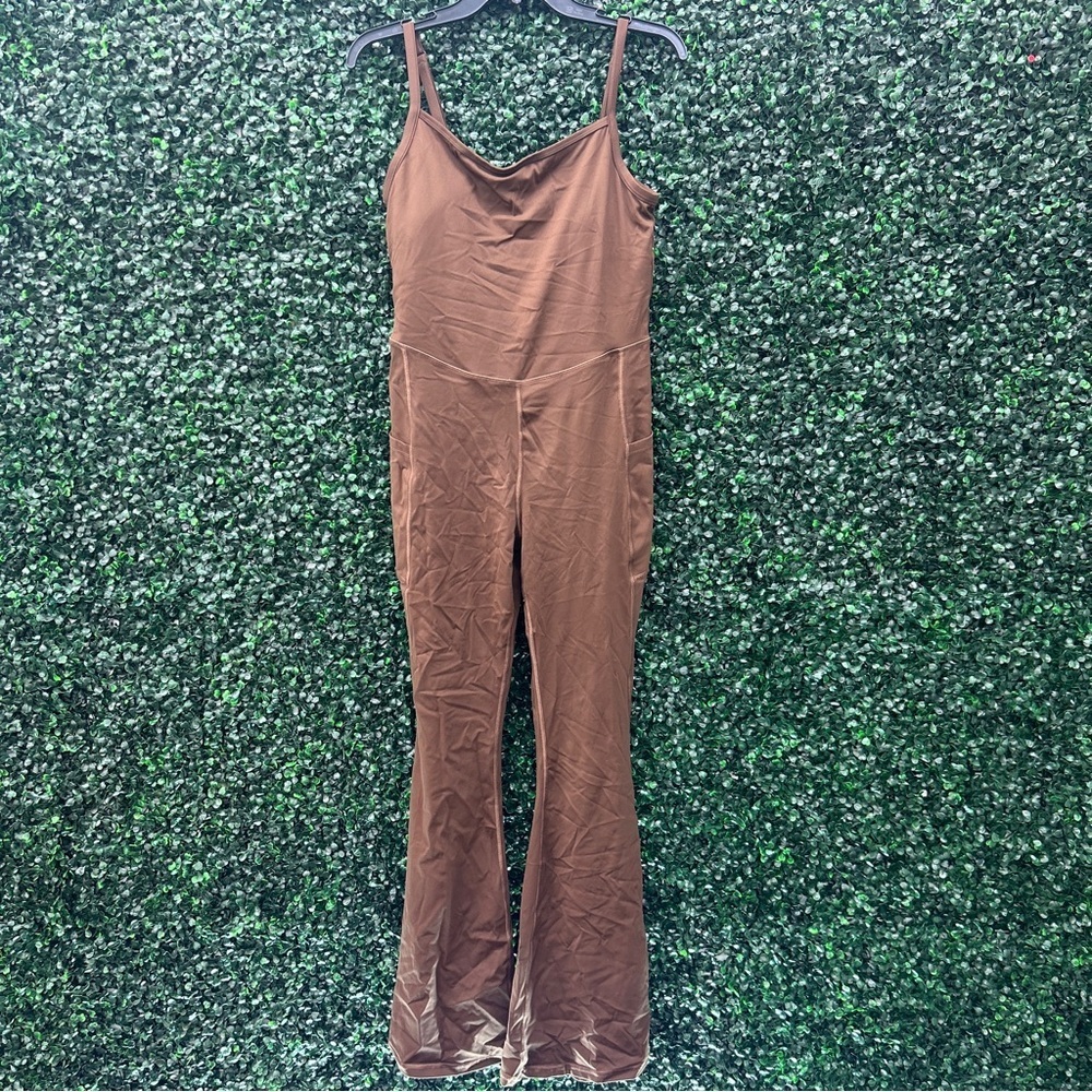 Iuga Chic Brown Sleeveless Jumpsuit with V-Neckline size L